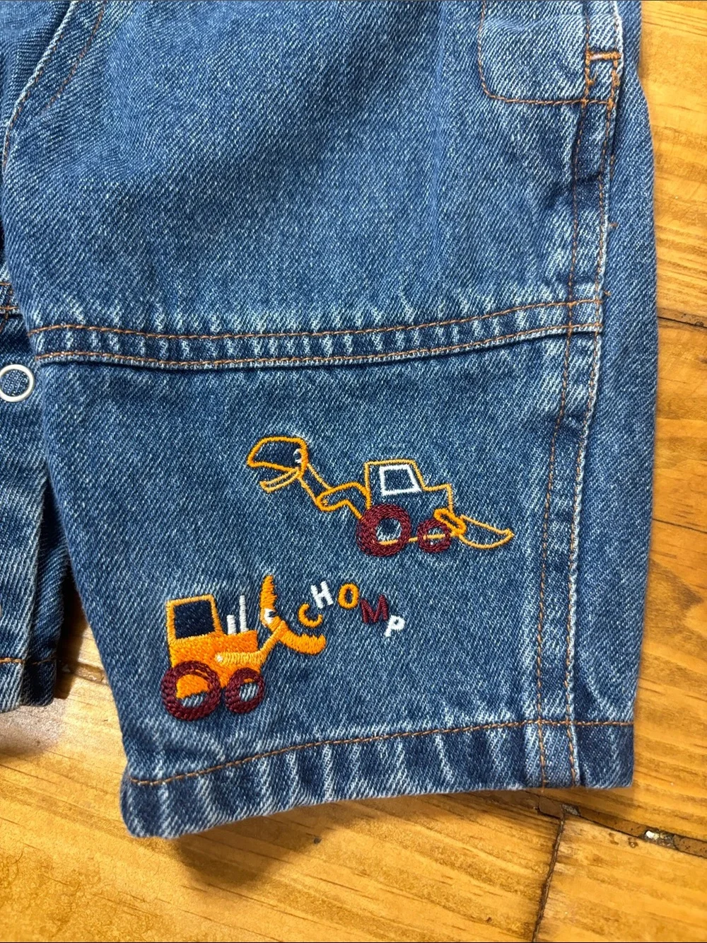 Vintage Carter’s Size 3-6 Months Denim Overalls w/Construction Vehicles